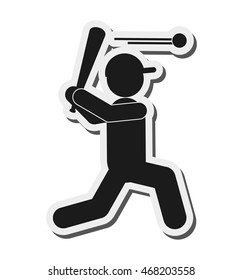 flat design baseball pictogram icon vector illustration