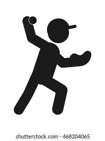 flat design baseball pictogram icon vector illustration