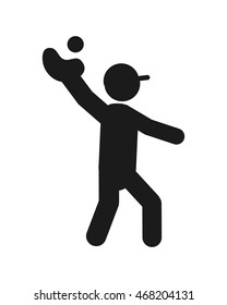 flat design baseball pictogram icon vector illustration