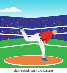 Flaches Design des Baseballspielers