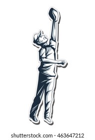flat design baseball player icon vector illustration