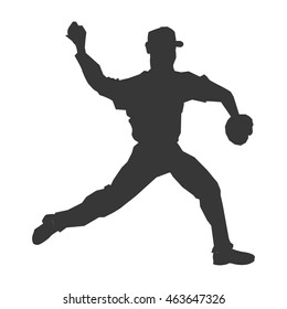 flat design baseball player icon silhouette vector illustration