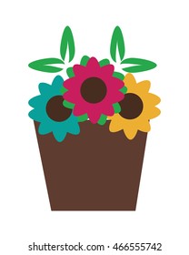 flat design Basket with flowers vector illustration