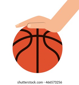 flat design basketball ball and hand icon vector illustration