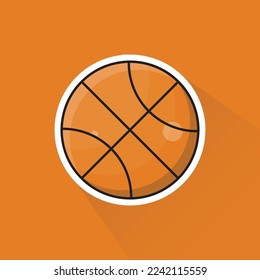 Flat Design of Basketball, can be used as sticker, logo and poster