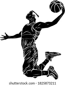 Flat design basketball player dunk vector illustration