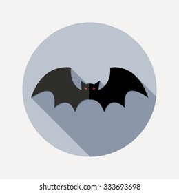 Flat design bat icon with long shadow