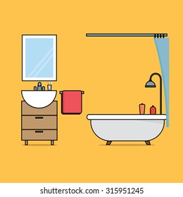 Flat design of bathroom
