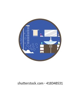 Flat design bathroom icon