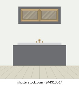 Flat Design Bathtub In Bathroom Vector Illustration