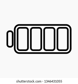 Flat design Battery icon with full charge. Vector icon.