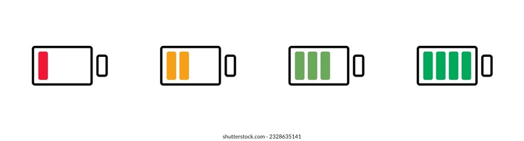 Icono de batería de diseño plano ajustado por el nivel de carga restante. Vector.
