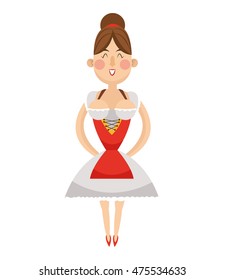 flat design bavarian woman icon vector illustration