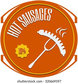 flat design bbq, grill;  restaurant; sausage; retro vintage badges, ribbons and labels hipster signboard