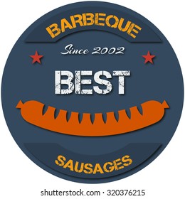 Flat design bbq, grill; sausages; restaurant; retro vintage badges, ribbons and labels hipster signboard