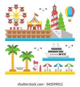 Flat design beach carnival park illustration vector