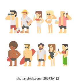 Flat design of beach people illustration vector