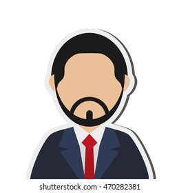 flat design bearded faceless man portrait icon vector illustration
