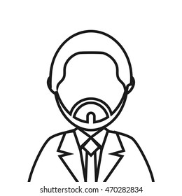flat design bearded faceless man portrait icon vector illustration
