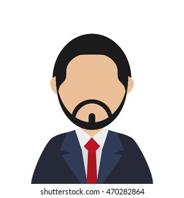 flat design bearded faceless man portrait icon vector illustration
