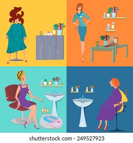 Flat design. Beauty salon spa.Beauty salon spa customers flat people
