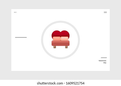 flat design bed valentine-themed icon on a white background