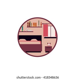 Flat design bedroom icon