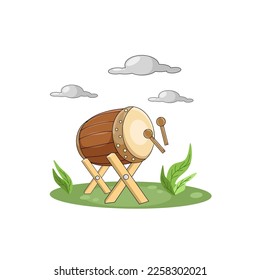 flat design bedug drum illutration for ied mubarak