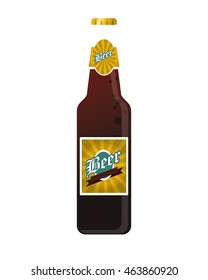 flat design beer bottle icon vector illustration