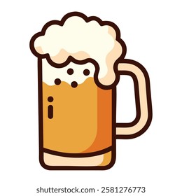 Flat design beer mug with foam isolated vector illustration