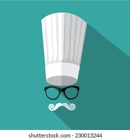 Flat design beret, toque, mustache and glasses EPS 10 vector