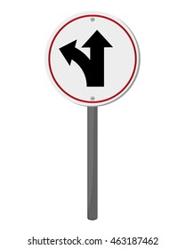 flat design bifurcation traffic sign icon vector illustration