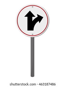 flat design bifurcation traffic sign icon vector illustration