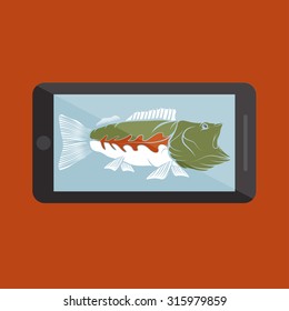 flat design with big mouth bass