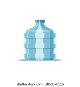 Flaches Design große Plastikflasche mit Wasser einzeln auf weißem Hintergrund. Wasserflasche, Vektorgrafik