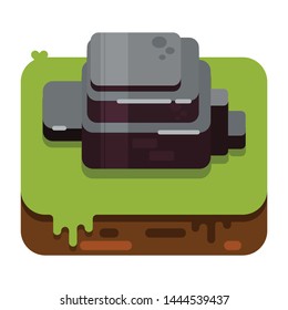 flat design big stone for game. Vector illustration on white background