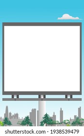 Cartel en medio de la ciudad para espacio de copia (Vertical)