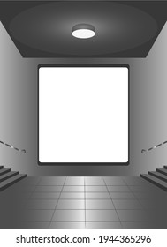 Flat design billboard in the subway for advertisement announcement  mockup banners and other. Empty billboard at sidewalk of subway vector illustration. copy space mockup display (Vertical)