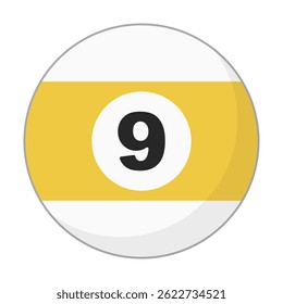 Flat design billiard 9 ball icon. Vector.
