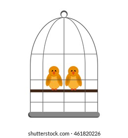 flat design birds in cage icon vector illustration