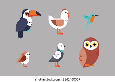 flat design birds collection set