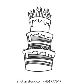 flat design birthday cake icon vector illustration