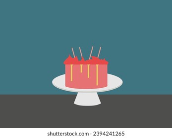 flat design birthday cake vector illustration