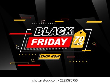 flat design black friday with black background vector illustration
