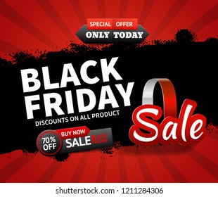 Flat design black friday sale and discounts on all products background vector illustration