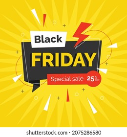 diseño plano banner de venta de friday negro ilustración de diseño vectorial