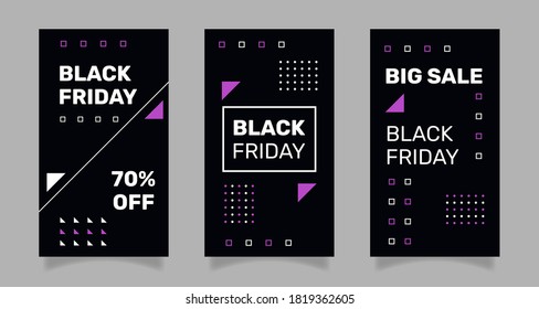 Flat design black friday social media stories. - Vector.