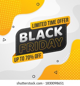 flat design black friday yellow abstract shape for sale promotion