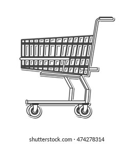 flat design black line shopping cart icon vector illustration