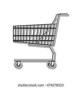 flat design black line shopping cart icon vector illustration